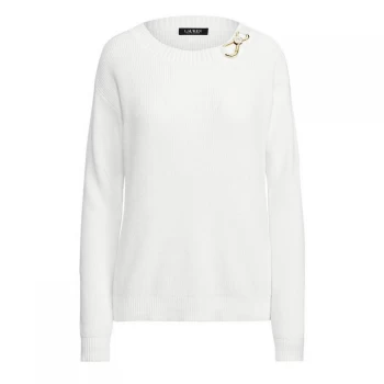 Image of Lauren by Ralph Lauren Yaminah Long Sleeve Knit Top - White