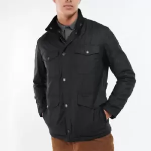 Image of Barbour Mens Bainbridge Wax Jacket - Black/Grey Stone Tartan - XL