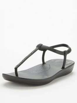 Image of Fitflop Sparkle Bella Iqushion Flat Sandal - Black