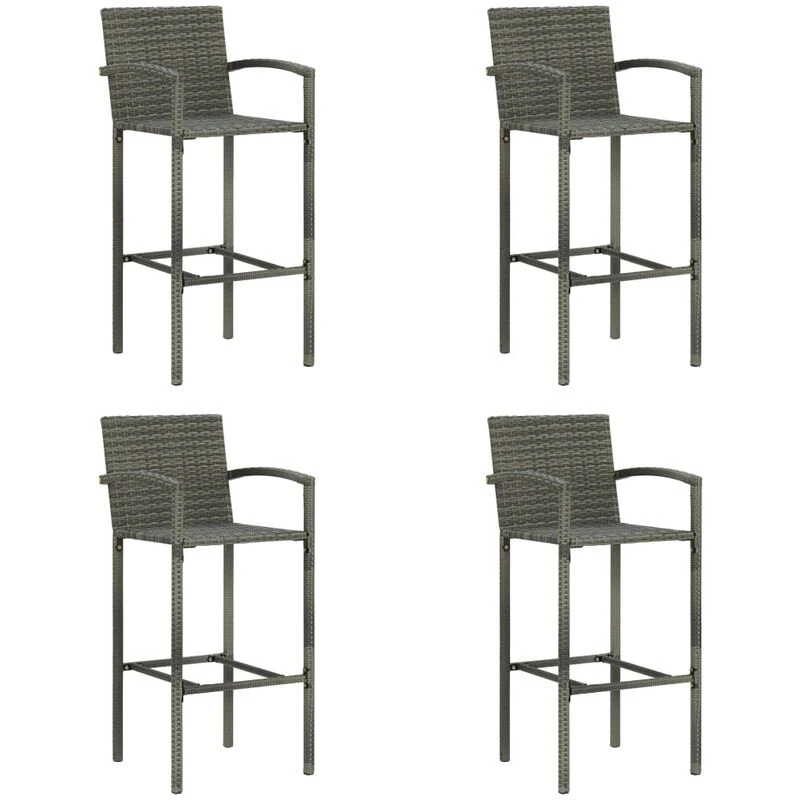 Image of VIDAXL Bar Stools 4 pcs Grey Poly Rattan Vidaxl 8720286146590