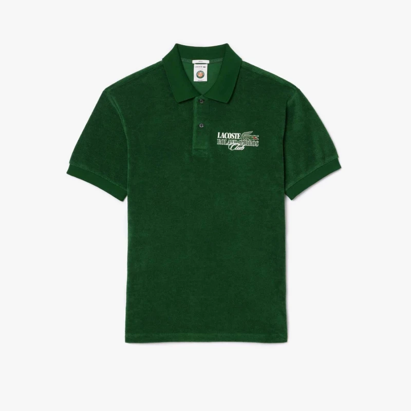 Image of Lacoste Relaxed-Fit Roland-Garros Edition Terry Polo Shirt Green male 2XS