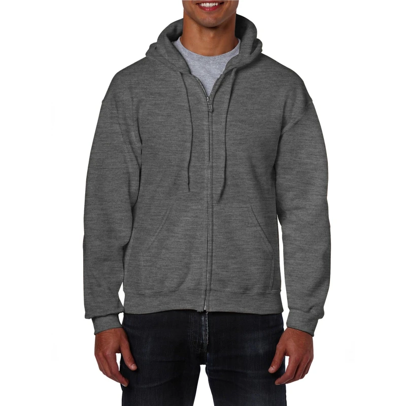 Image of Gildan Heavy Blend Full Zip Full Zip Hoodie in Dark Grey Size: Small Dark Grey Unisex S