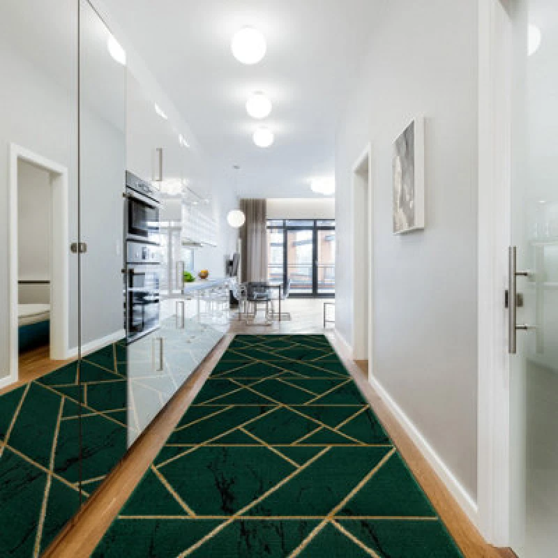 Image of RugsX Exclusive Emerald Runner 1012 Glamour, Stylish Marble, Geometric Bottl 80X100 Cm