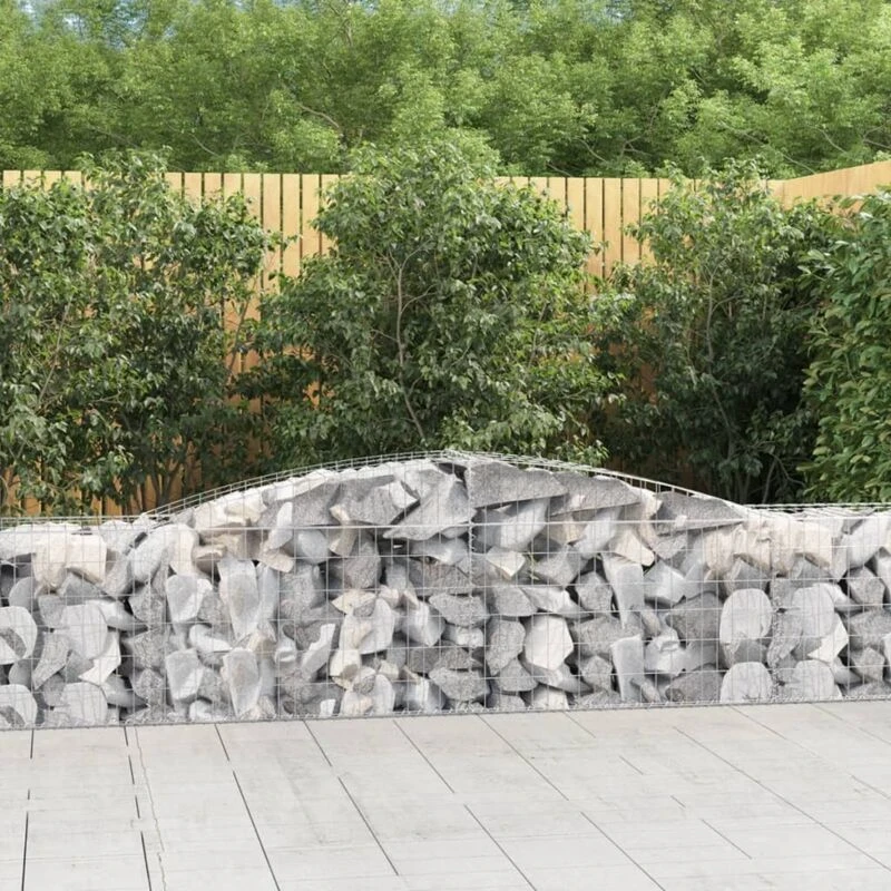 Image of VIDAXL Arched Gabion Baskets 9 pcs 400x50x60/80cm Galvanised Iron Vidaxl 8720845575601