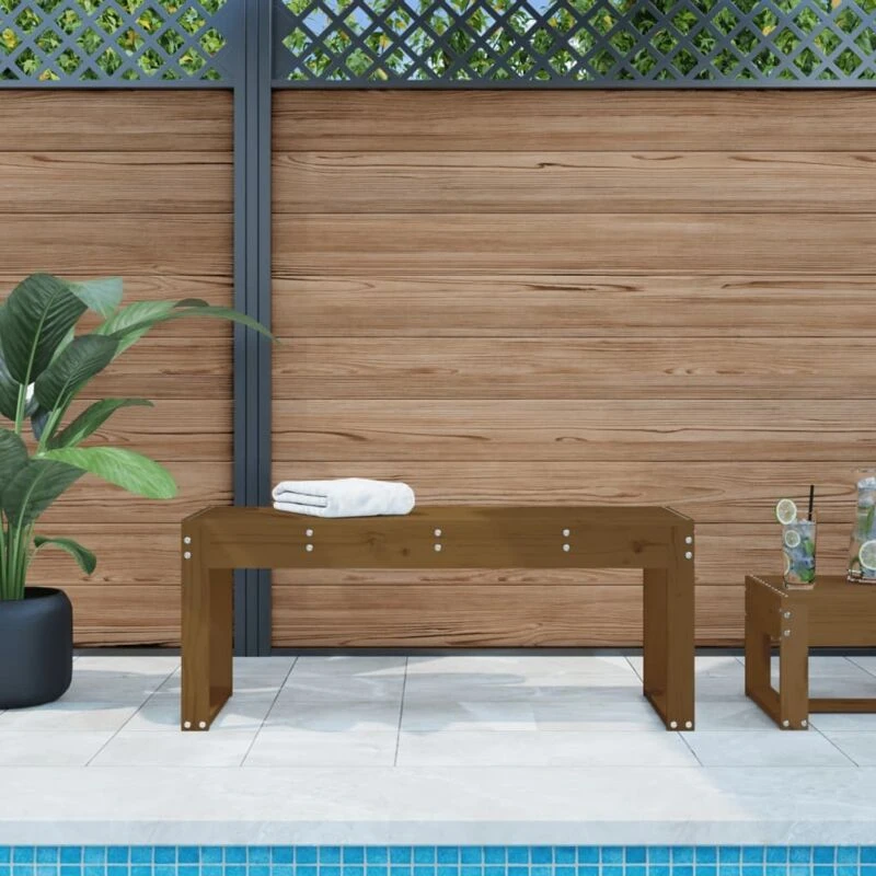 Image of vidaXL Garden Bench Honey Brown 110x38x45cm Solid Wood Pine, Brown 825096