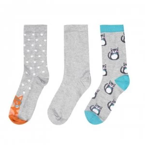 Image of Totes Cracker Socks - Grey Cats