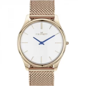 Image of Mens Kennett Kensington Rose Gold White Milanese Watch