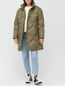 Image of Tommy Jeans Diamond Quilted Coat - Olive