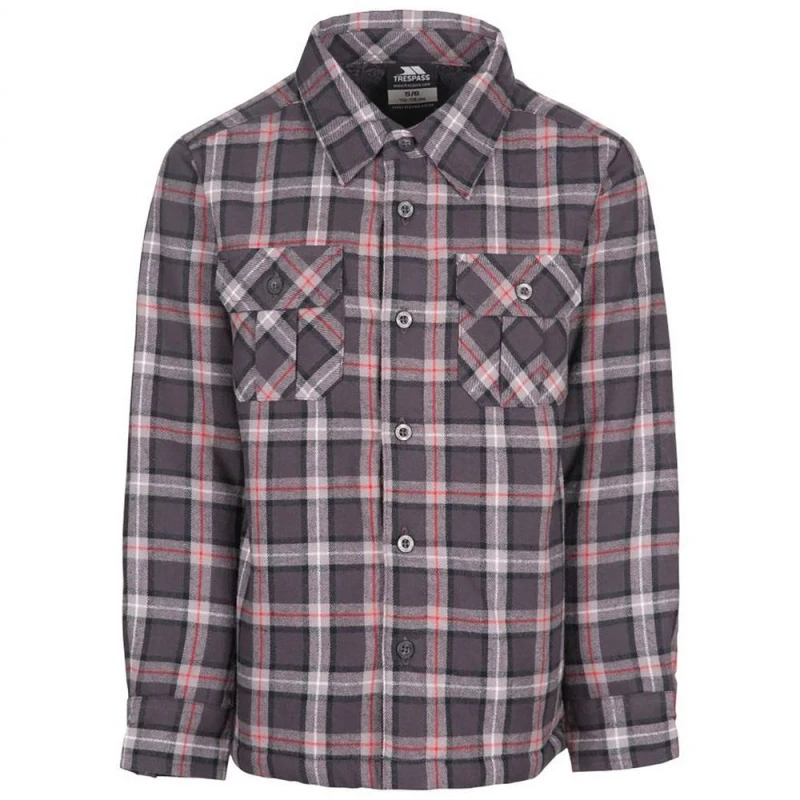 Image of Trespass Average Long Sleeved Gingham Shirt in Dark Grey Size: 2-3 Years Dark Grey Unisex 2-3 Years
