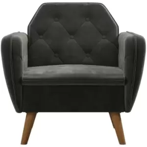 Image of Teresa Accent Chair Memory Foam Armchair Grey Velvet By Novogratz