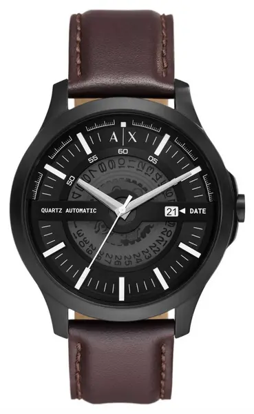 Image of Armani Exchange AX2446 Mens Black Dial Brown Leather Watch