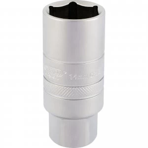 Image of Draper 3/8" Drive Satin Chrome Hexagon Spark Plug Socket 3/8" 14mm