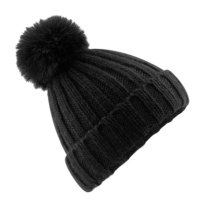 Image of Beechfield Beechfield Men Verbier Pom Pom Beanie in Black One Size Male 5063425849123
