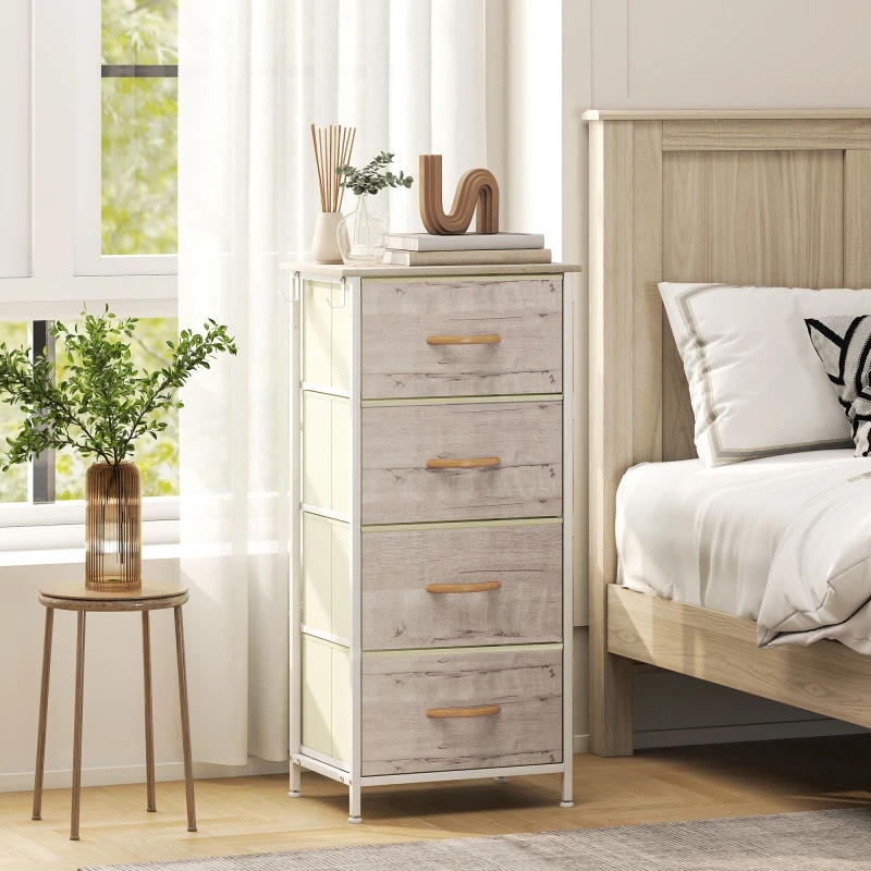 Image of HOMCOM HOMCOM Chest of Drawers with Fabric Drawers Dresser for Bedroom in Natural Size: Small Natural S Unisex 5063603528185