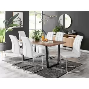 Image of Kylo Brown Wood Effect Dining Table & 6 White Murano Chairs - White