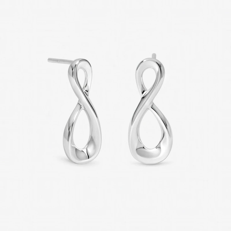 Image of Inicio Sterling Silver Plated Organic Infinity Studs Silver female One Size