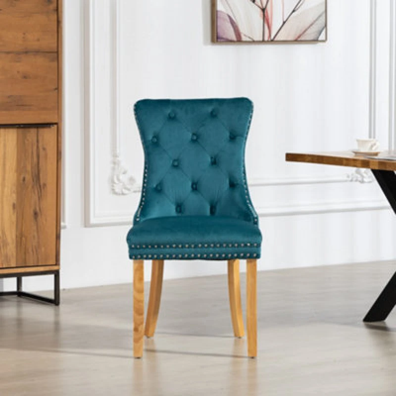 Image of Artemis Home Rodero Velvet Fabric Dining Chairs - Set of 2 in Teal Size: 2 Pack Teal Unisex 2 Pack