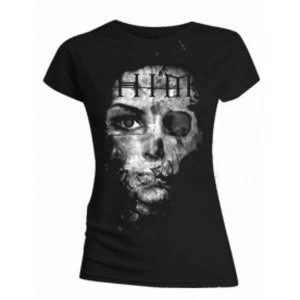 Image of HIM Woman B&W Ladies Black T Shirt: Large