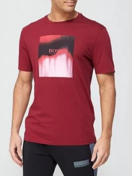 Image of BOSS Tiris Dip Dye Logo T-Shirt - Burgundy Size M Men