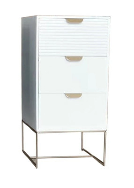 Image of MSL 64cm White Wooden 3 Drawer Bedside Table 9160