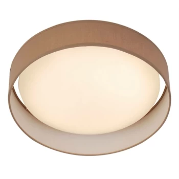 Image of Searchlight Gianna - LED Round Flush Ceiling Light White with Brown Shade