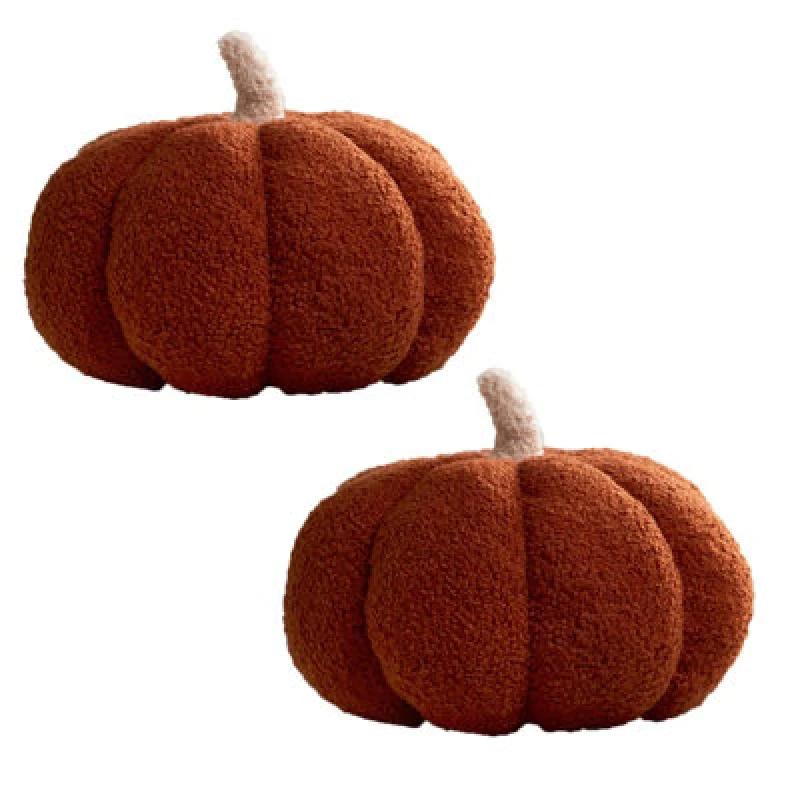 Image of OHS OHS Pumpkin Sofa Cushion Soft Fleece Filled 2 Pack Autumn Plush Home Decor Plump in Burnt Orange Burnt Orange One Size Unisex 5027434211067