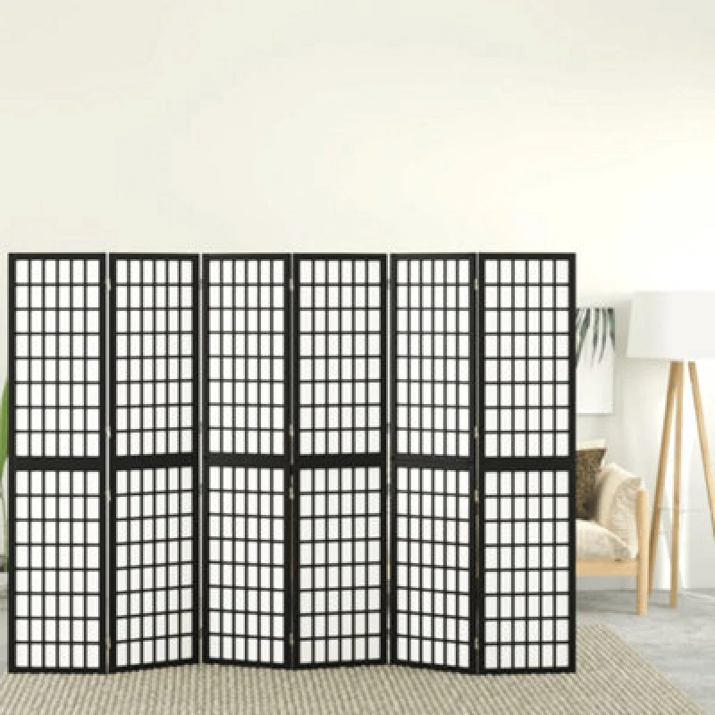 Image of Vidaxl Folding 6-panel Room Divider Japanese Style 240X170 Cm Black 352082