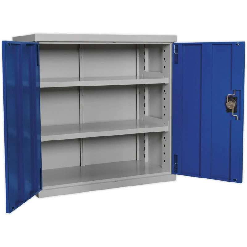 Image of Loops 900mm Double Door Industrial Cabinet - 2 x Shelves - Reinforced Steel Doors Metallics