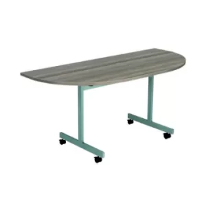 Image of D-End Tilt Table 1600 x 800mm Grey Oak/Silver KF822493
