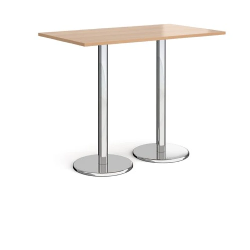 Image of Pisa Pisa rectangular poseur table with round chrome bases 1400mm x 800mm - beech Beech PPR1400-B