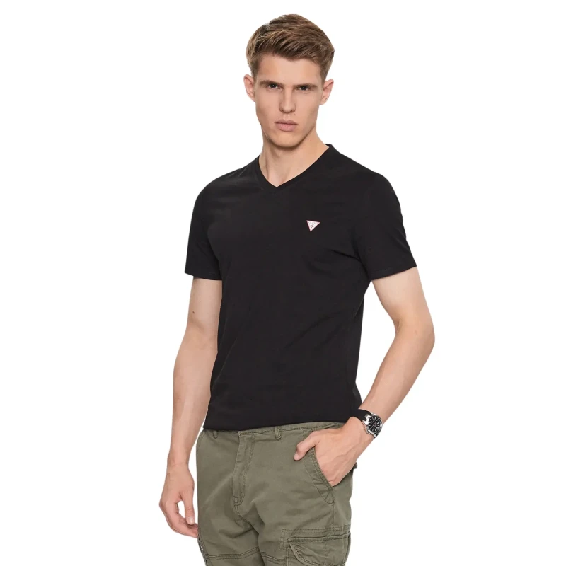 Image of Guess V-neck T-Shirt Guess Core Noir Male M