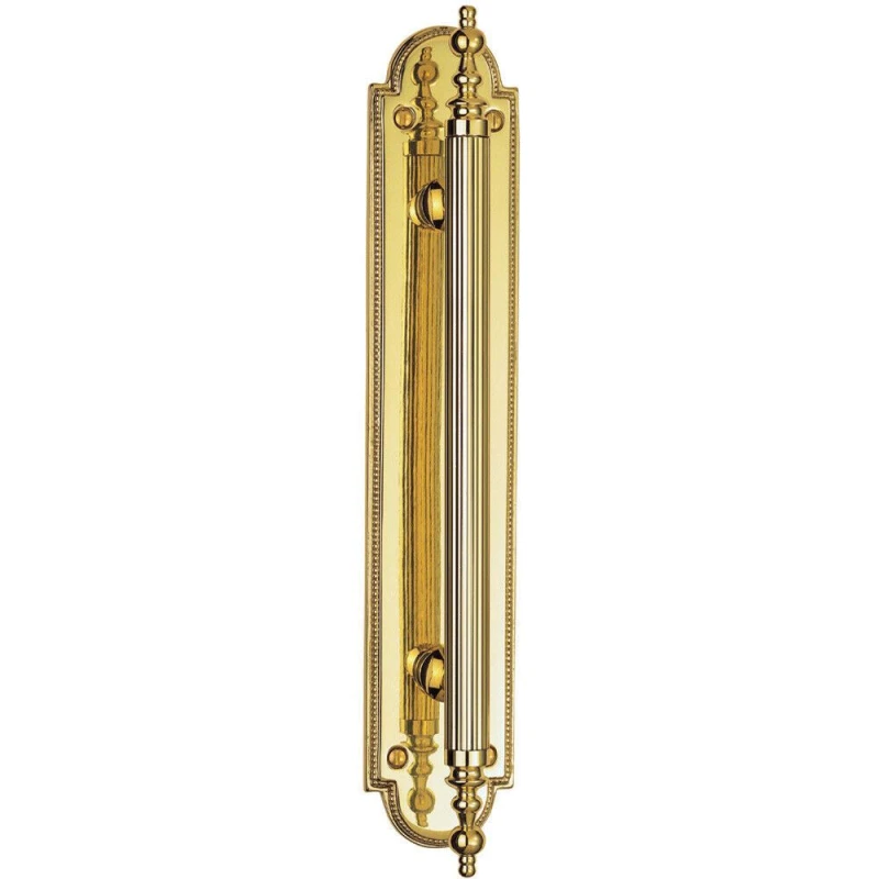 Image of Loops Ornate Textured Door Pull Handle 229 x 29mm Fixing Centres Polished Brass Metallics unisex