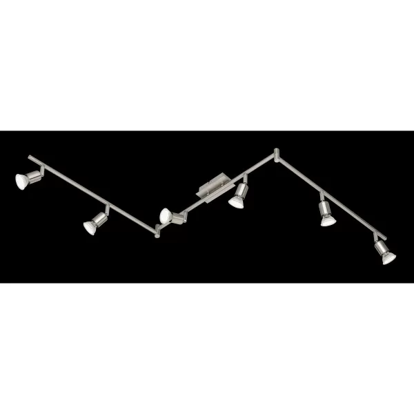 Image of Nimes Modern 6 Light Ceiling Spotlight Bar Nickel Matt 3000K